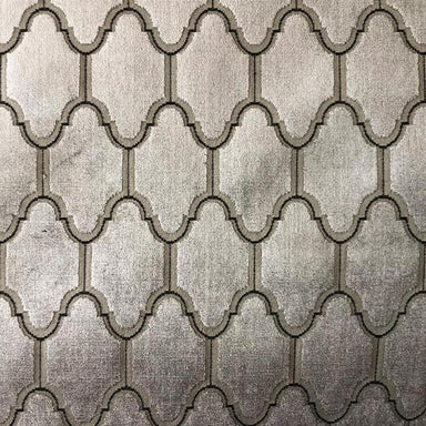 Alaya fabric in color Silver showcasing fabric geometric cut velvet upholstery fabric & drapery & curtain fabric.