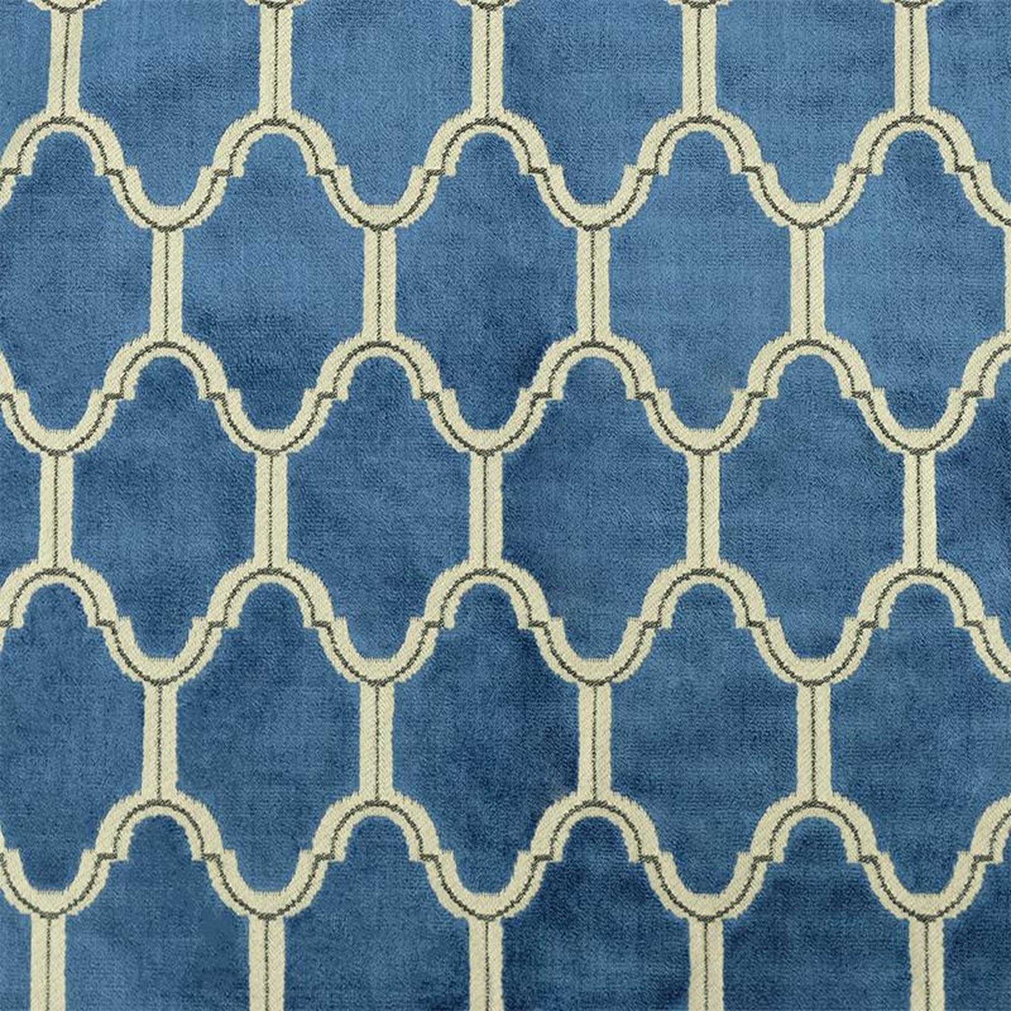 Alaya fabric in color Royal showcasing fabric geometric cut velvet upholstery fabric & drapery & curtain fabric.