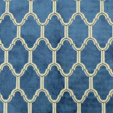 Alaya fabric in color Royal showcasing fabric geometric cut velvet upholstery fabric & drapery & curtain fabric.