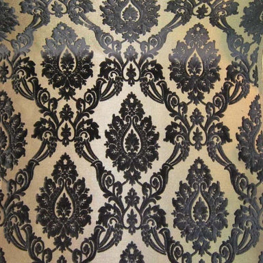 Alessandra fabric in color Black showcasing fabric damask cut velvet upholstery fabric & drapery & curtain fabric.