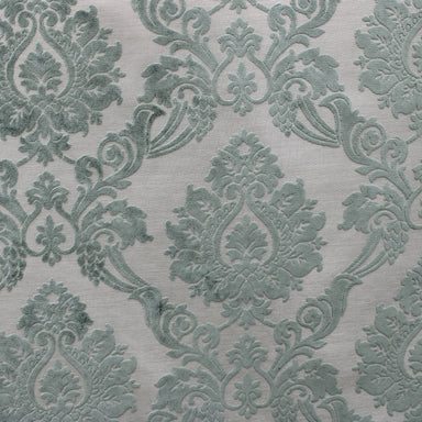 Alessandra fabric in color Silver showcasing fabric damask cut velvet upholstery fabric & drapery & curtain fabric.