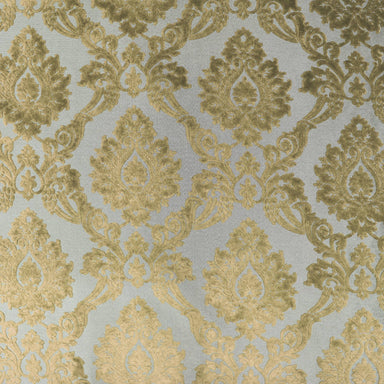 Alessandra fabric in color Canary showcasing fabric damask cut velvet upholstery fabric & drapery & curtain fabric.