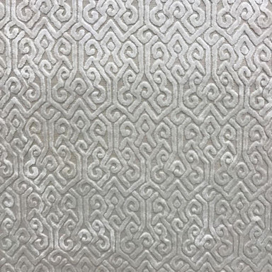 Alexandra fabric in color White showcasing fabric tribal cut velvet upholstery fabric & drapery & curtain fabric.