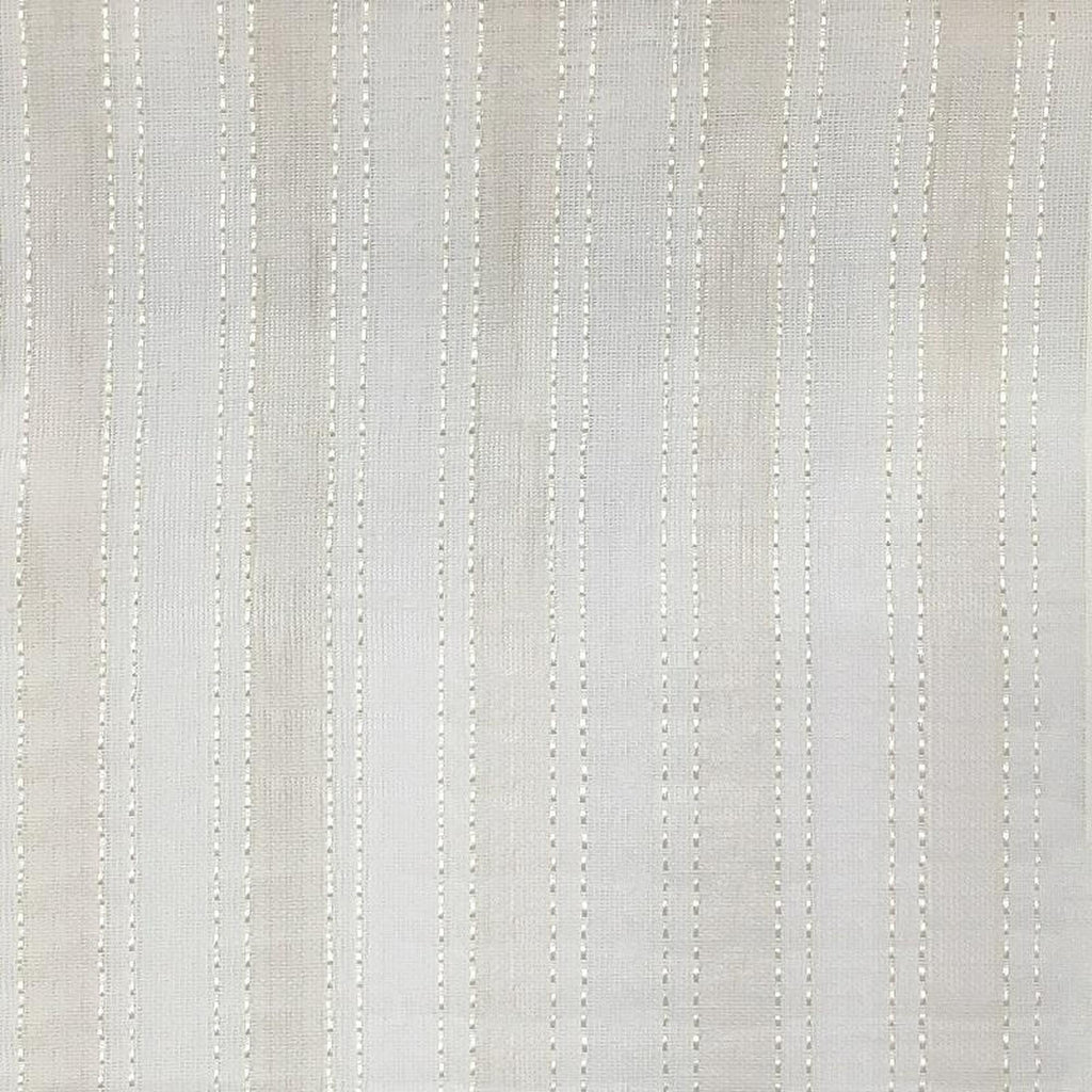 Allen fabric in color Ivory showcasing fabric striped linen look sheer drapery & curtain fabric.