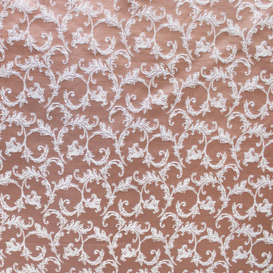 Arbella fabric in color Blush showcasing fabric traditional small scale floral pattern drapery & curtain fabric & table linen fabric.