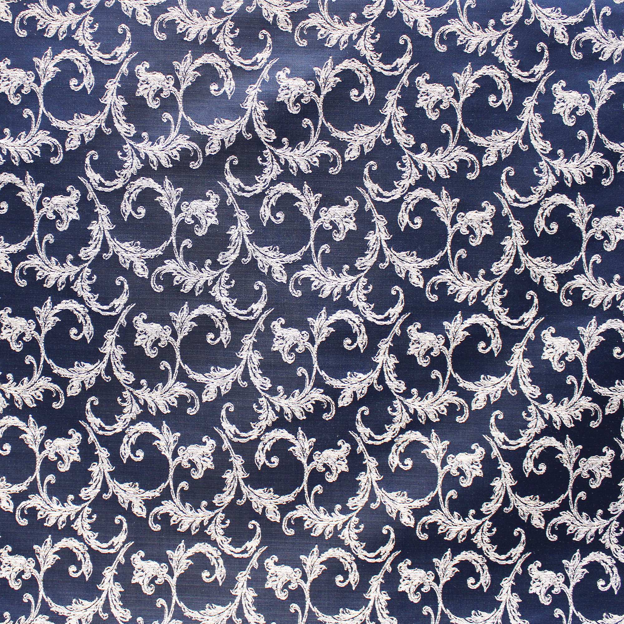 Arbella fabric in color Navy showcasing fabric traditional small scale floral pattern drapery & curtain fabric & table linen fabric.