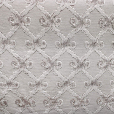 Barlet fabric in color Ivory showcasing fabric traditional cut velvet on linen look.