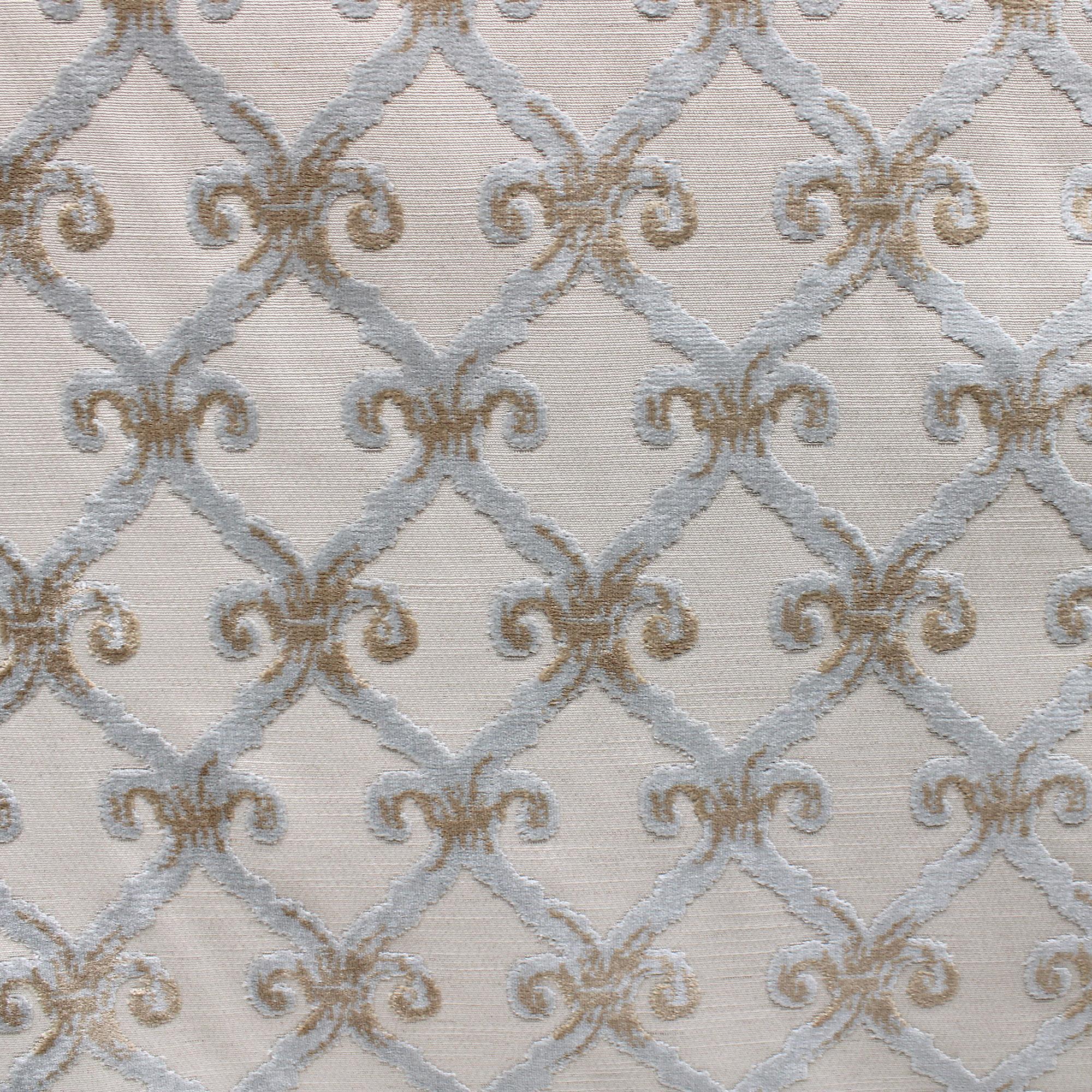 Barlet fabric in color Spa showcasing fabric traditional cut velvet on linen look.