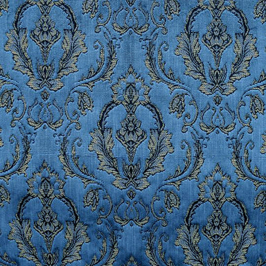 Beatrice fabric in color Royal showcasing fabric damask cut velvet upholstery fabric & drapery & curtain fabric.