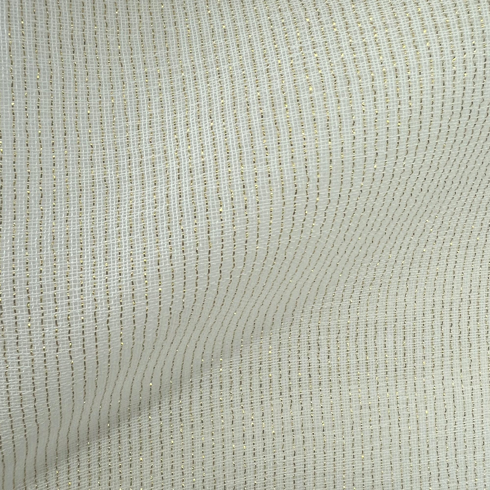 Brina fabric in color Gold showcasing fabric metallic sheer drapery & curtain fabric.