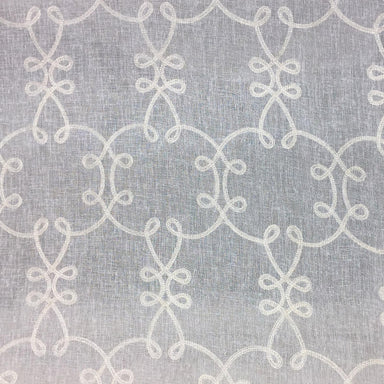 Casper fabric in color Silver showcasing fabric embroidered sheer drapery & curtain fabric.