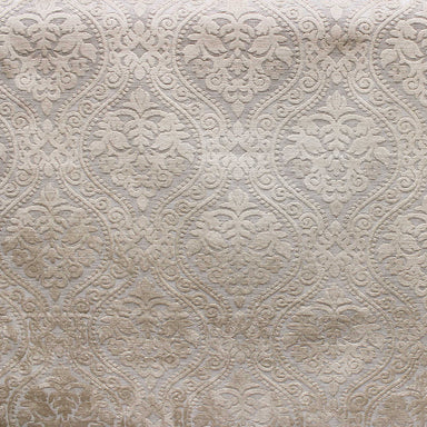 Catrina fabric in color Beige showcasing fabric damask cut velvet on linen look upholstery fabric & drapery & curtain fabric.