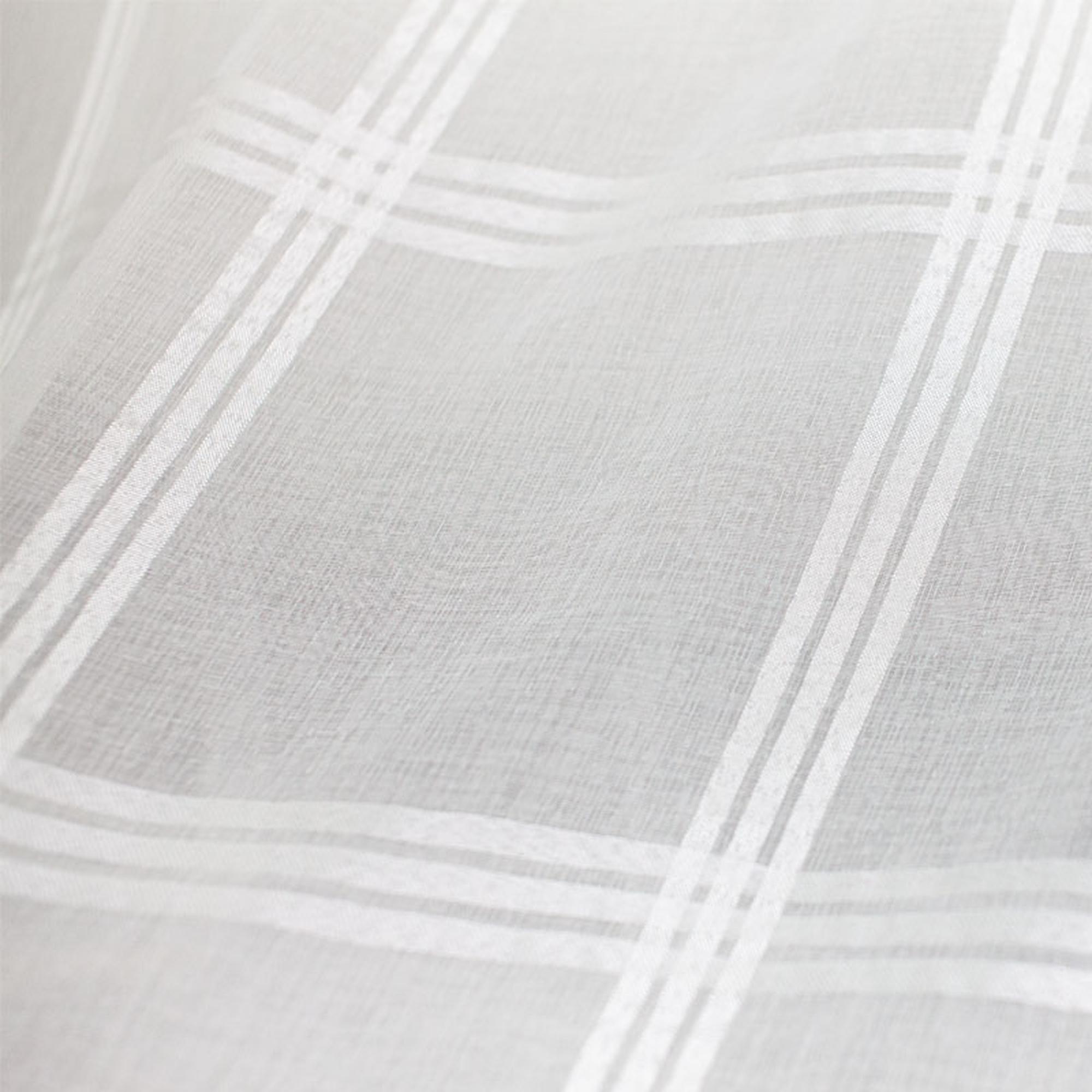 Clara fabric in color White showcasing fabric plaid sheer drapery & curtain fabric.
