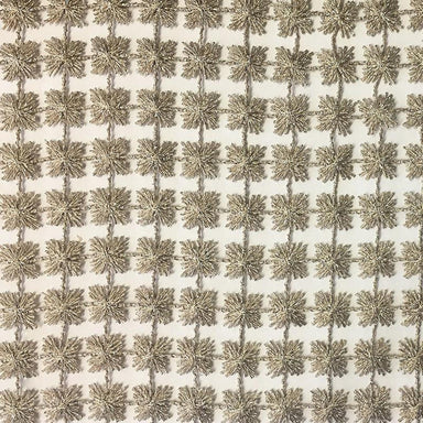 Clover fabric in color Taupe showcasing fabric floral metallic sheer drapery & curtain fabric.