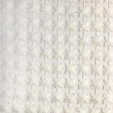 Clover fabric in color White showcasing fabric floral metallic sheer drapery & curtain fabric.