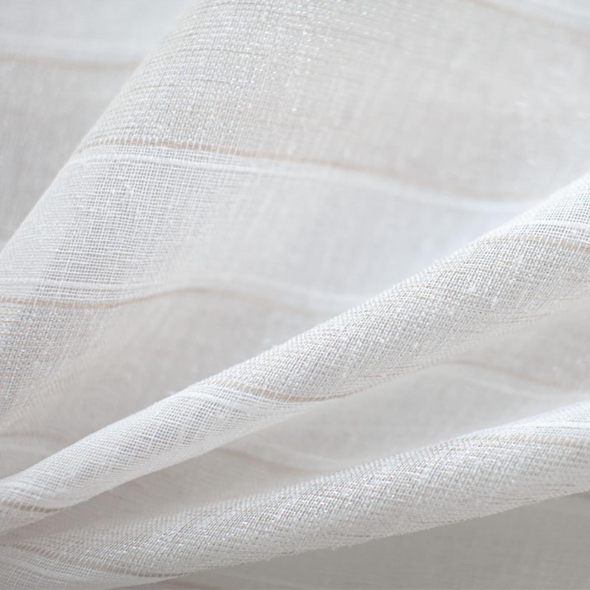 Costello fabric in color Beige showcasing fabric metallic striped sheer drapery & curtain fabric.