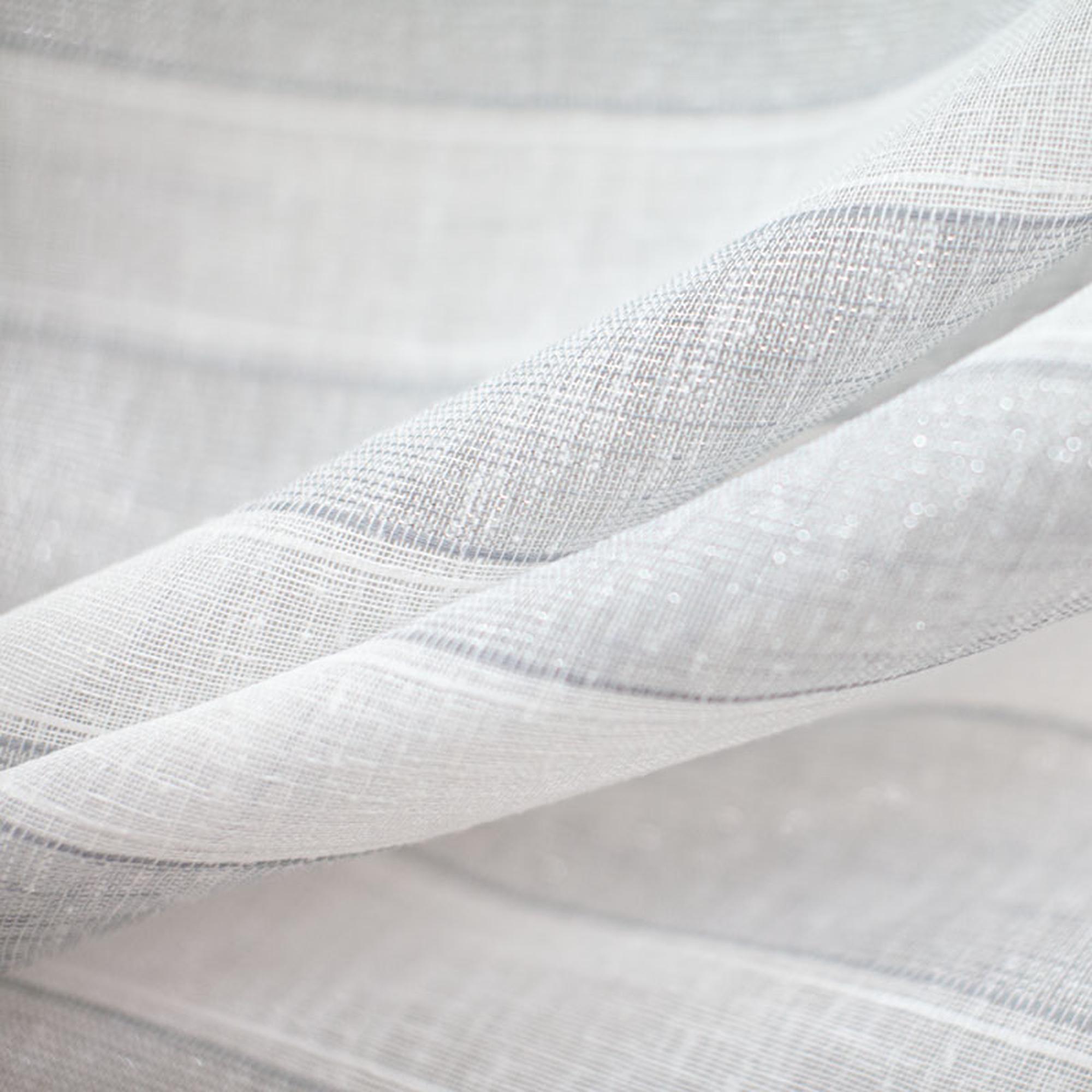 Costello fabric in color Gray showcasing fabric metallic striped sheer drapery & curtain fabric.