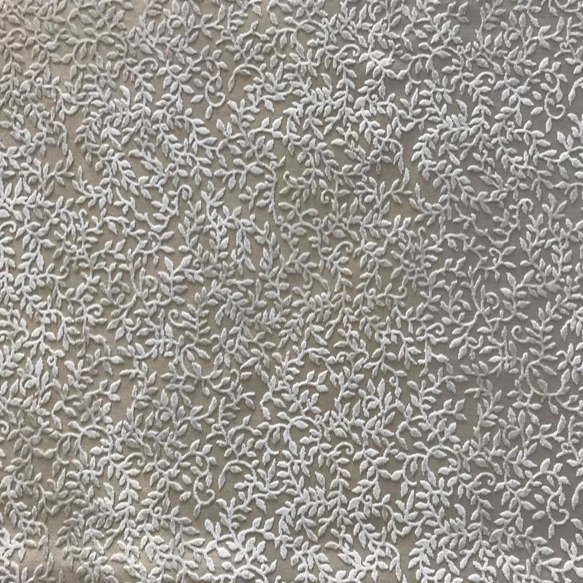 Daisy fabric in color White showcasing fabric floral cut velvet upholstery fabric & drapery & curtain fabric.