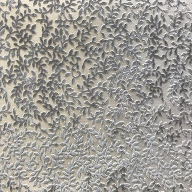 Daisy fabric in color Silver showcasing fabric floral cut velvet upholstery fabric & drapery & curtain fabric.