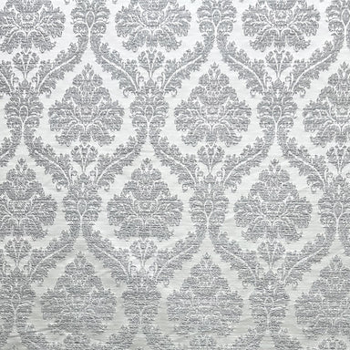 Delano fabric in color Silver showcasing fabric traditional damask drapery & curtain fabric & table linen fabric.