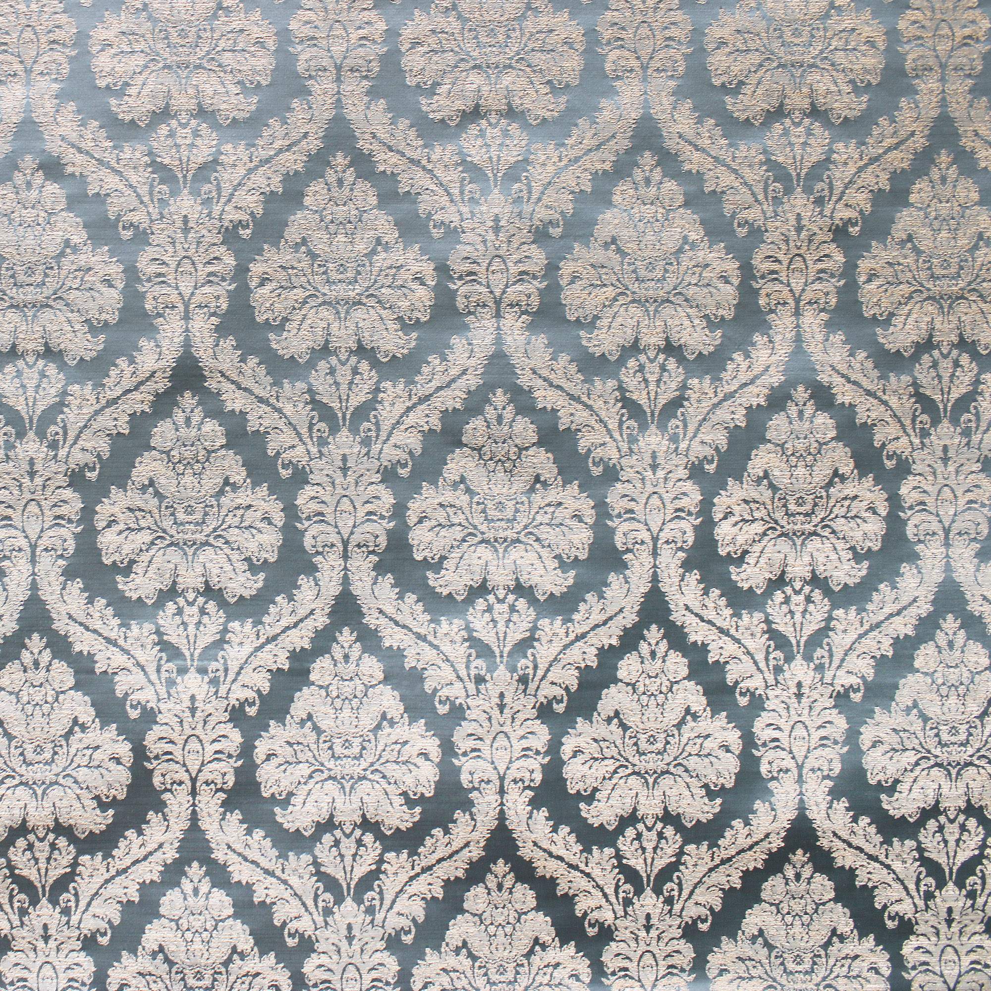 Delano fabric in color Sky showcasing fabric traditional damask drapery & curtain fabric & table linen fabric.