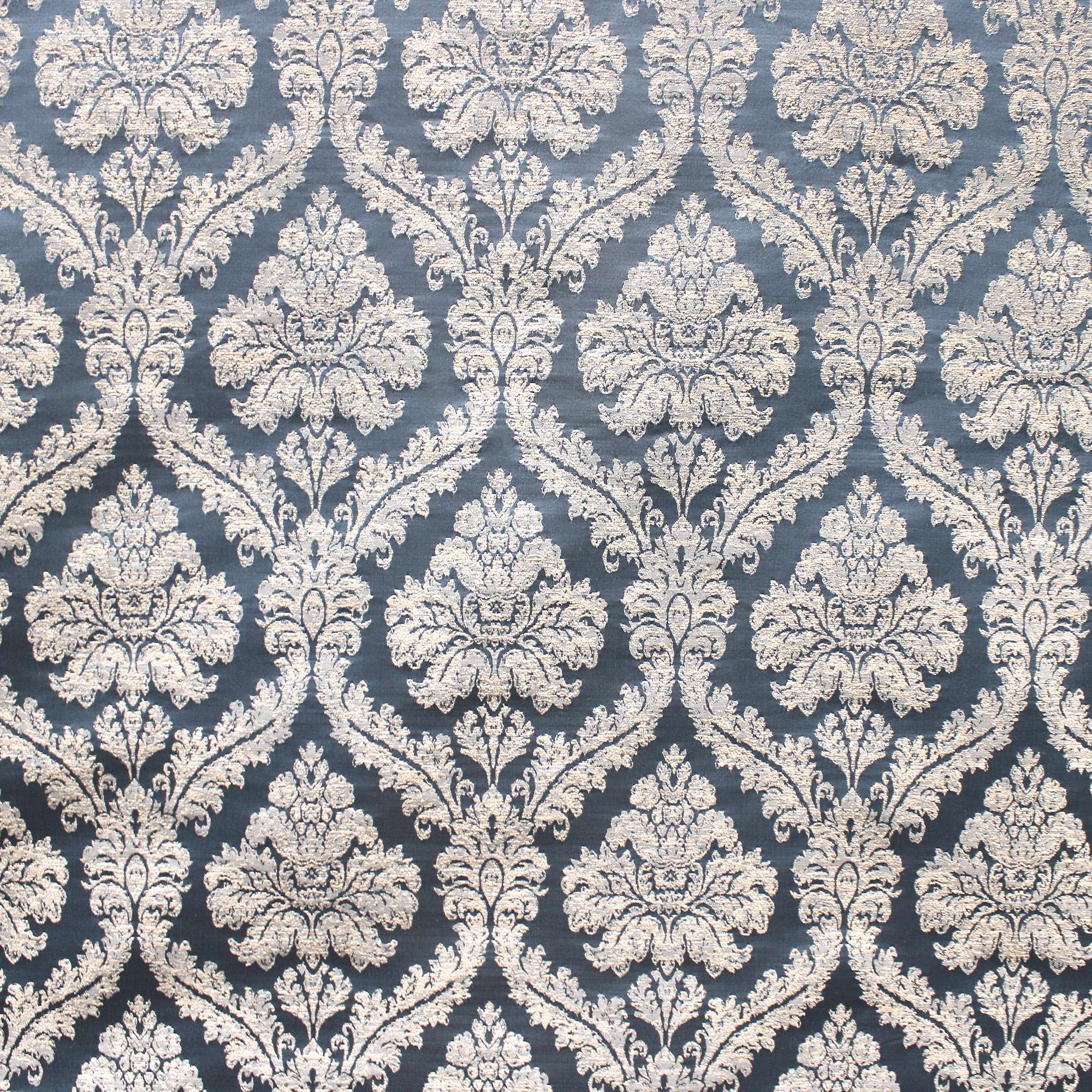 Delano fabric in color Denim showcasing fabric traditional damask drapery & curtain fabric & table linen fabric.