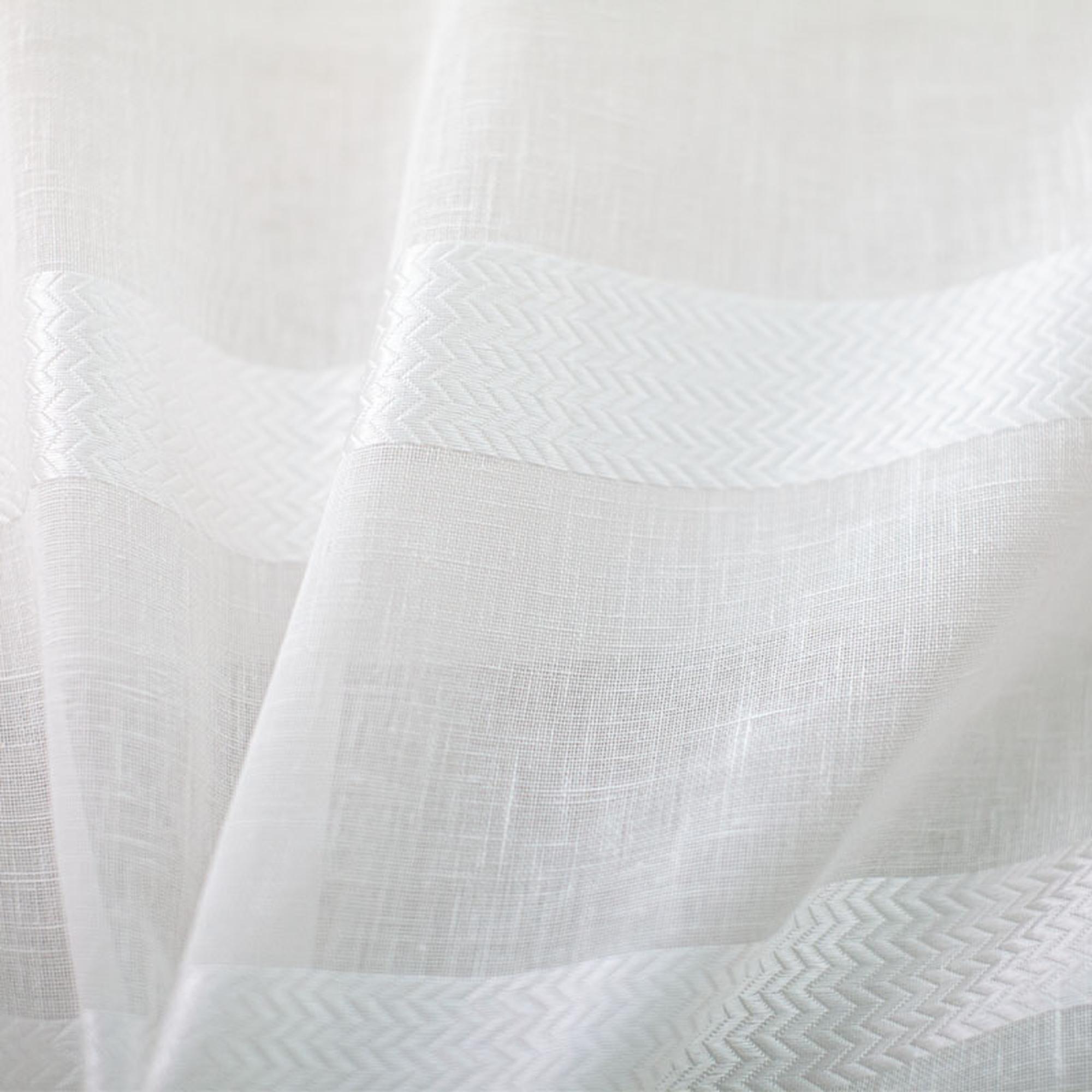 Delmar fabric in color White showcasing fabric striped sheer drapery & curtain fabric.