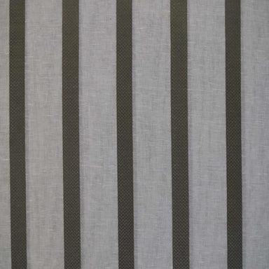 Delmar fabric in color Silver showcasing fabric striped sheer drapery & curtain fabric.