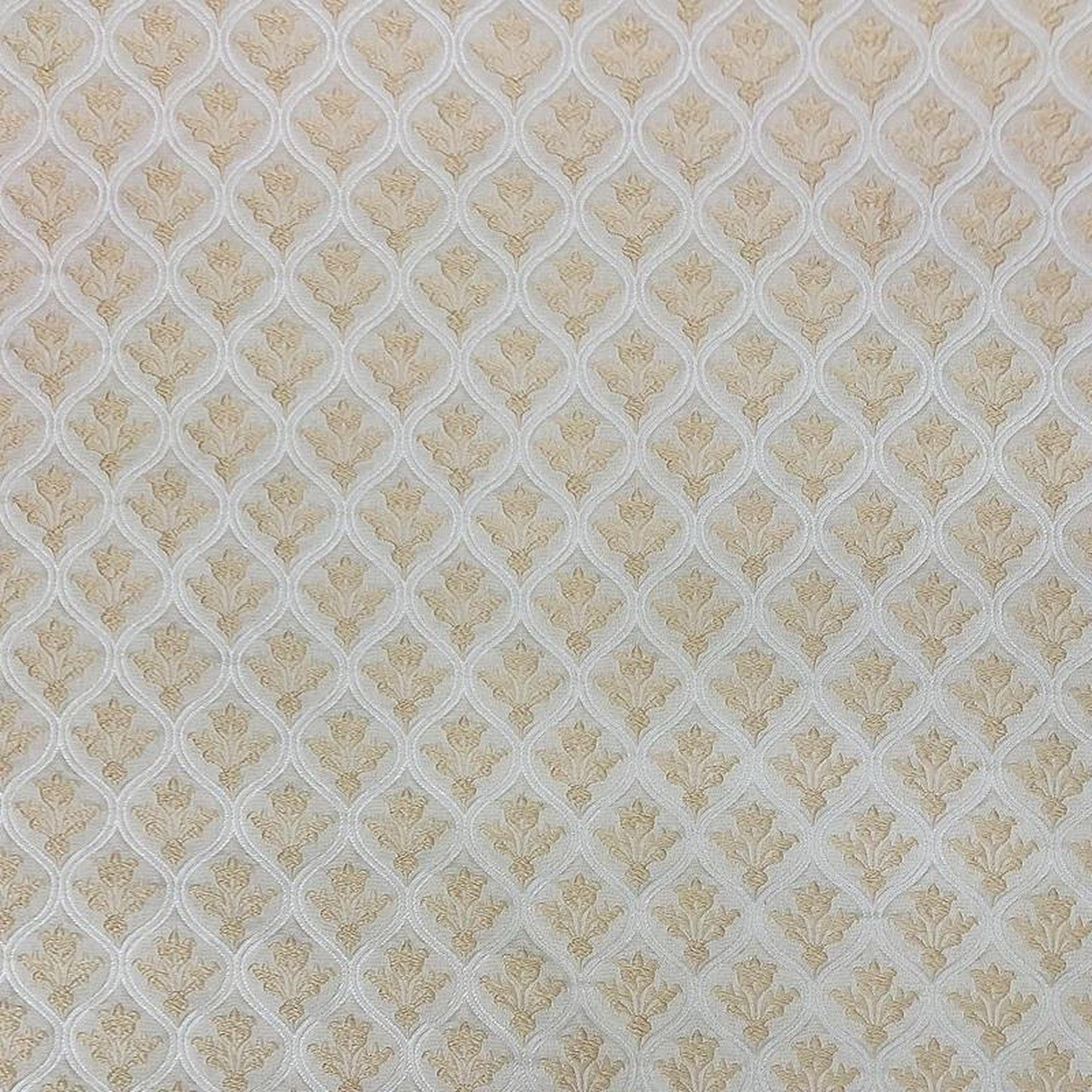 Dominic fabric in color Cream showcasing fabric two tone floral jacquard drapery & curtain fabric.