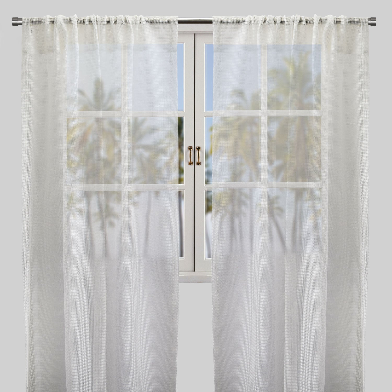 Ruby Curtain Panels | Striped Shiny Sheer