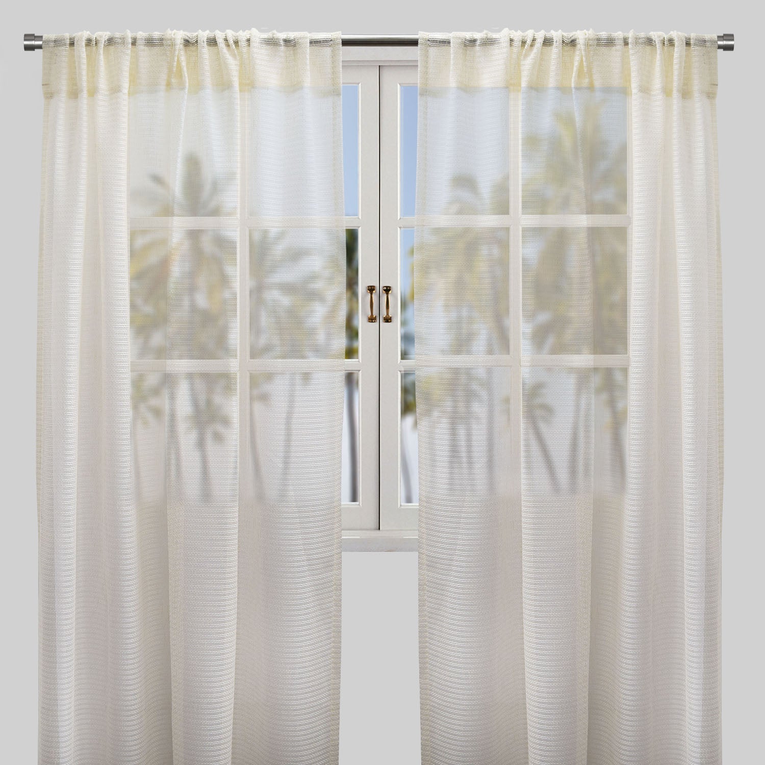 Ruby Curtain Panels | Striped Shiny Sheer