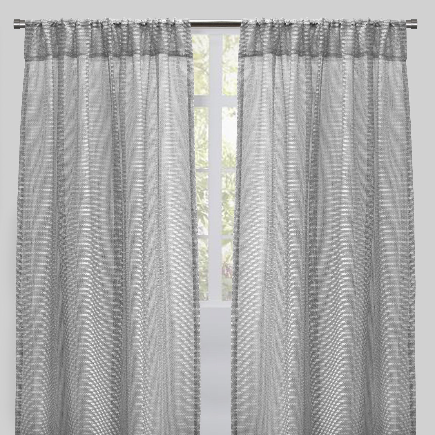 Ruby Curtain Panels | Striped Shiny Sheer