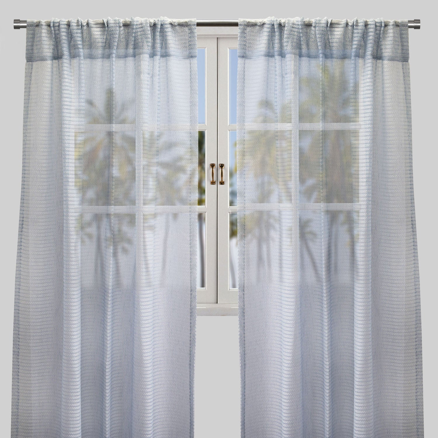 Ruby Curtain Panels | Striped Shiny Sheer