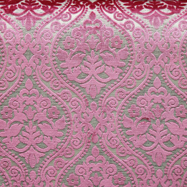 Elisha fabric in color Fuschia showcasing fabric jacquard damask chenille on linen look upholstery fabric & drapery & curtain fabric.