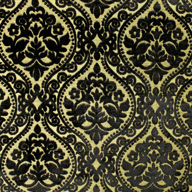 Elisha fabric in color Black showcasing fabric jacquard damask chenille on linen look upholstery fabric & drapery & curtain fabric.
