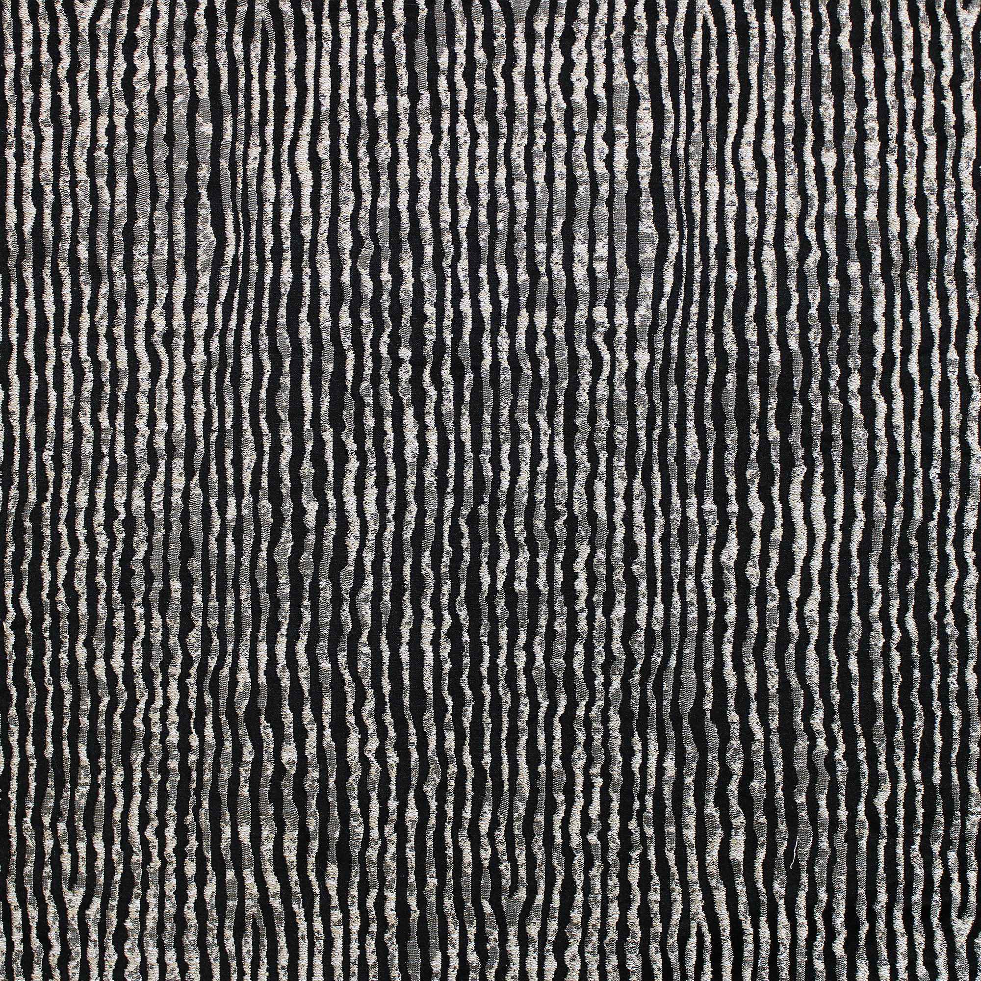 Elizabeth fabric in color Black showcasing fabric textured striped faux silk drapery & curtain fabric.