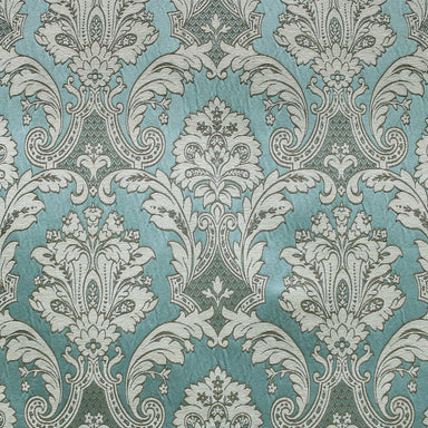 Evangeline fabric in color Teal showcasing fabric multi-color traditional damask upholstery fabric & drapery & curtain fabric.