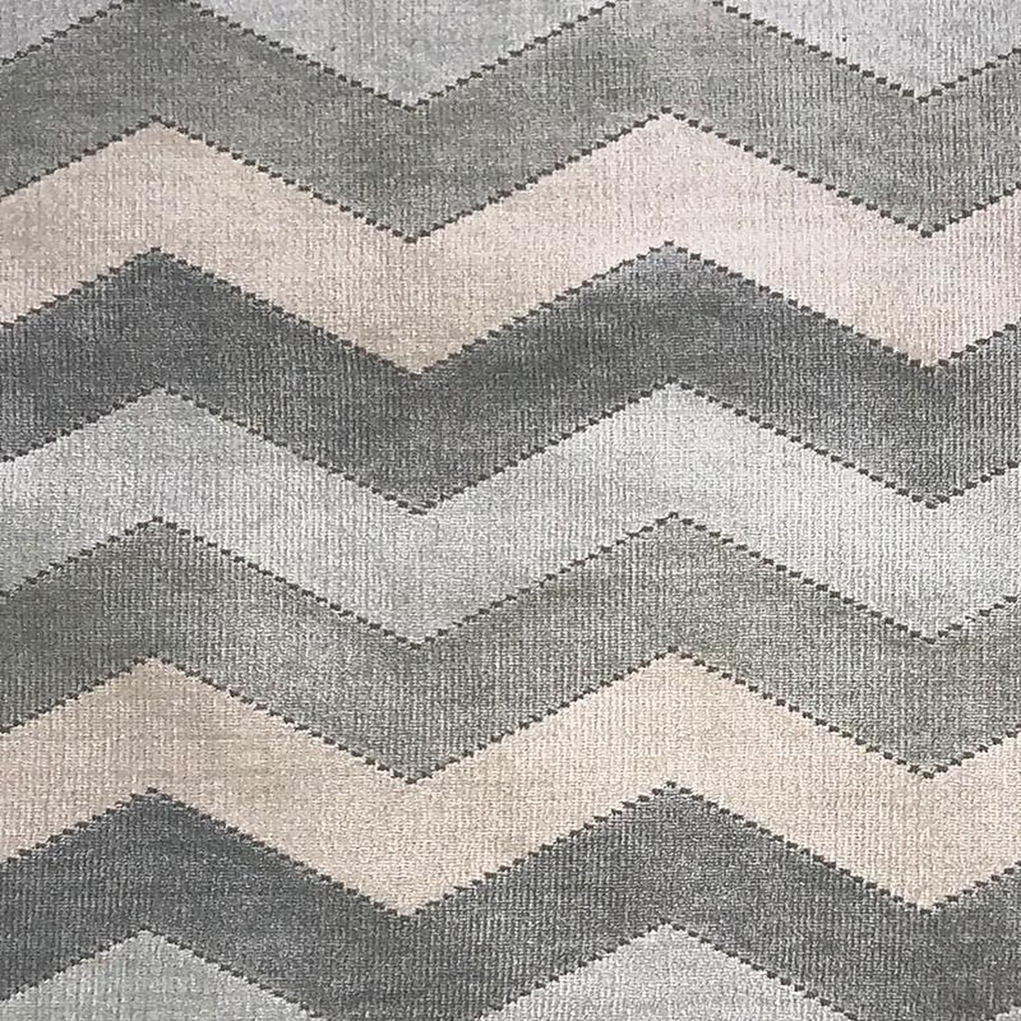 Fabiana fabric in color Seamist showcasing fabric zig-zag chevron cut velvet upholstery fabric.
