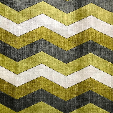 Fabiana fabric in color Gold showcasing fabric zig-zag chevron cut velvet upholstery fabric.
