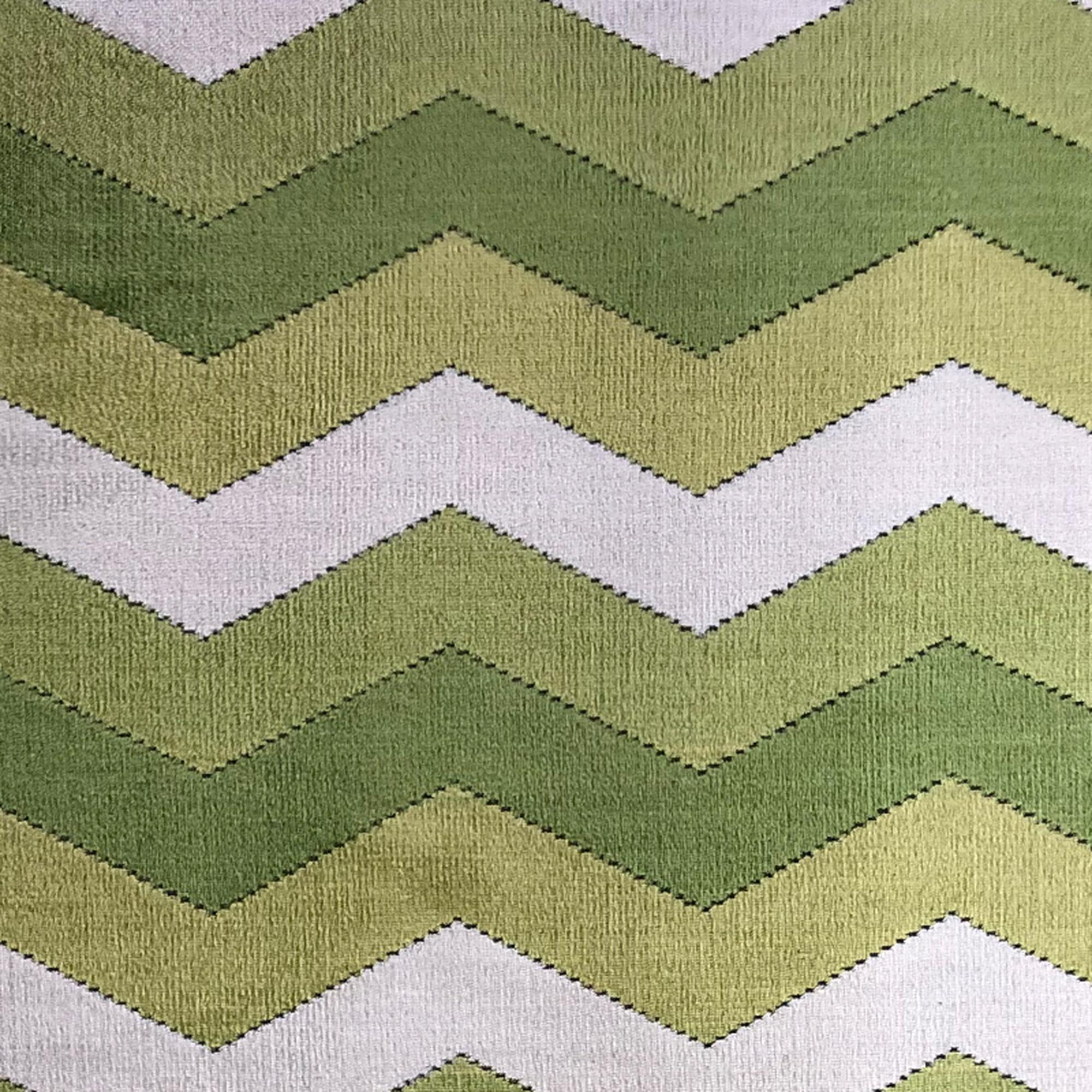 Fabiana fabric in color Apple showcasing fabric zig-zag chevron cut velvet upholstery fabric.