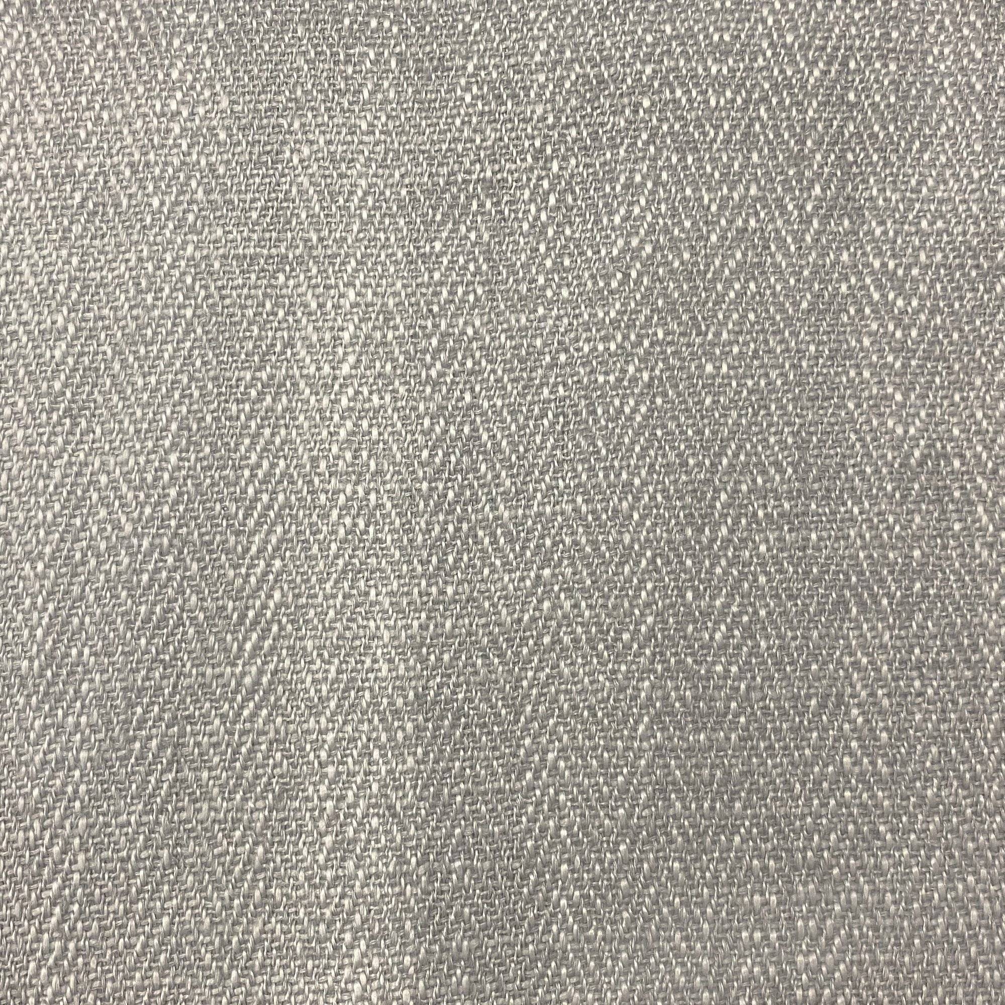 Fedora fabric in color Silver showcasing fabric chevron linen blend drapery & curtain fabric.