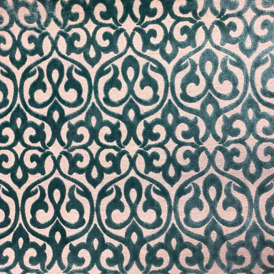 Georgia fabric in color Turquoise showcasing fabric damask cut velvet upholstery fabric & drapery & curtain fabric.