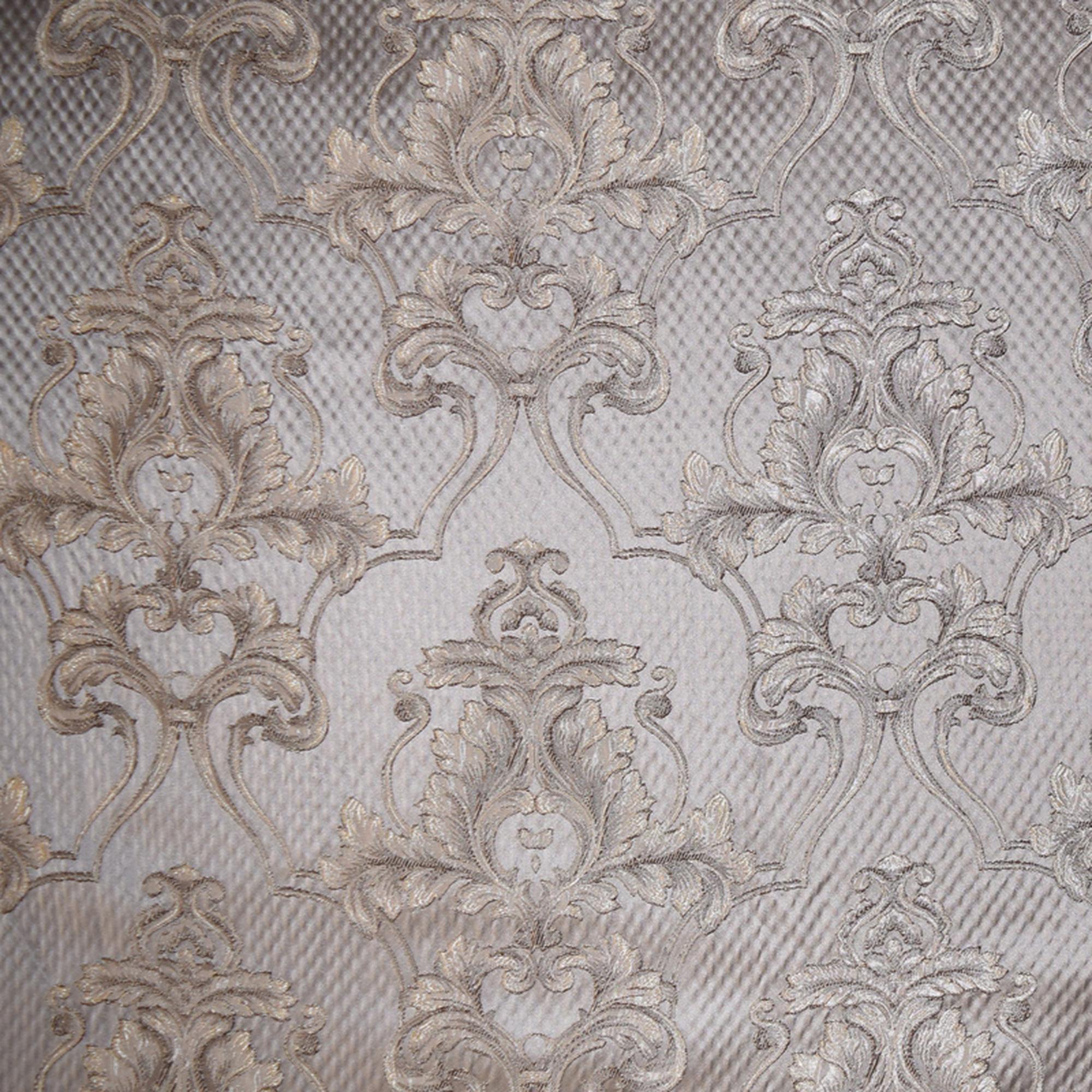 Giovani fabric in color Cream showcasing fabric elegant traditional damask drapery & curtain fabric.