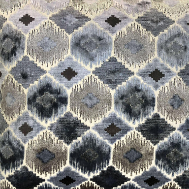 Gretty fabric in color Steel showcasing fabric geometric cut velvet upholstery fabric.