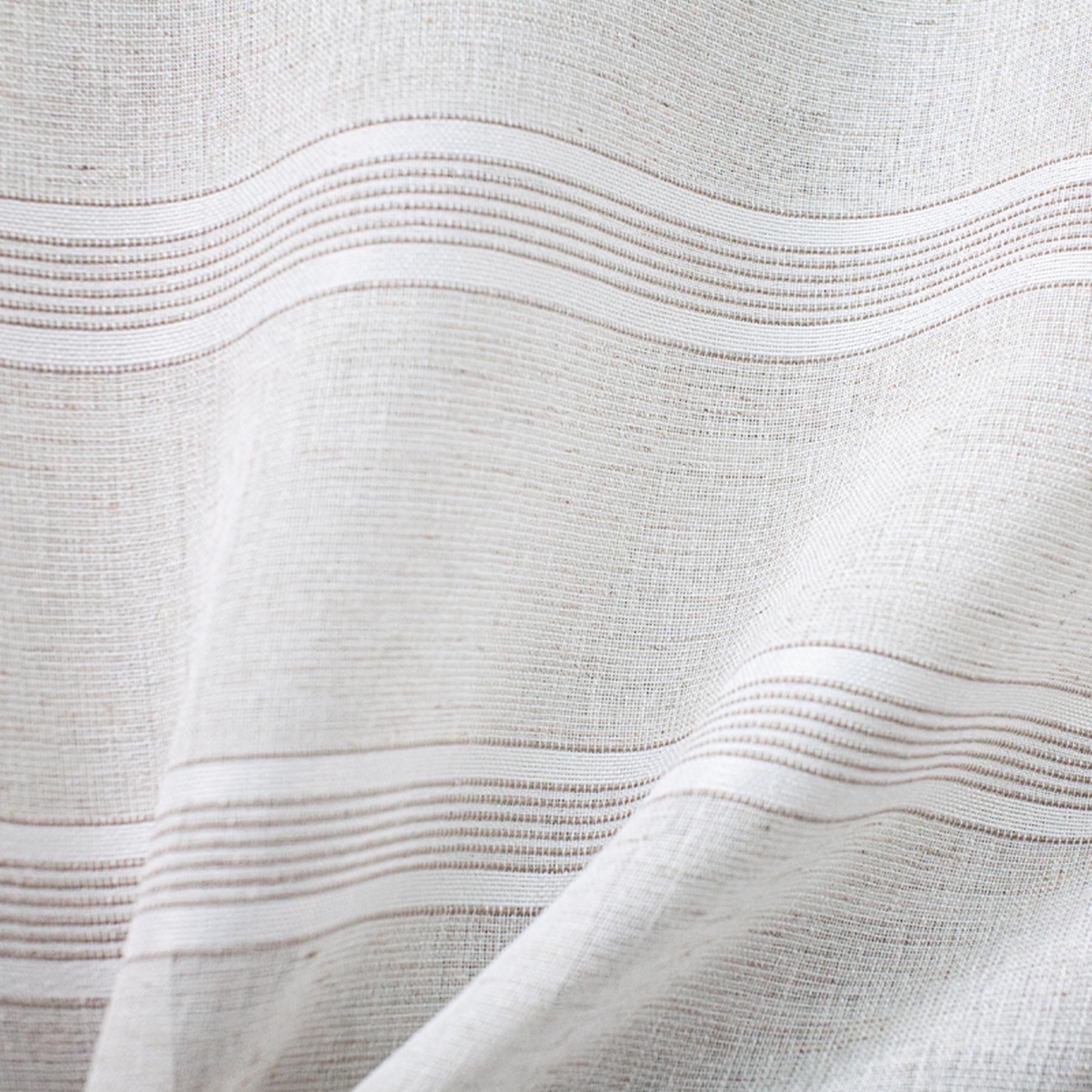 Griffin fabric in color Natural showcasing fabric striped linen look sheer drapery & curtain fabric.