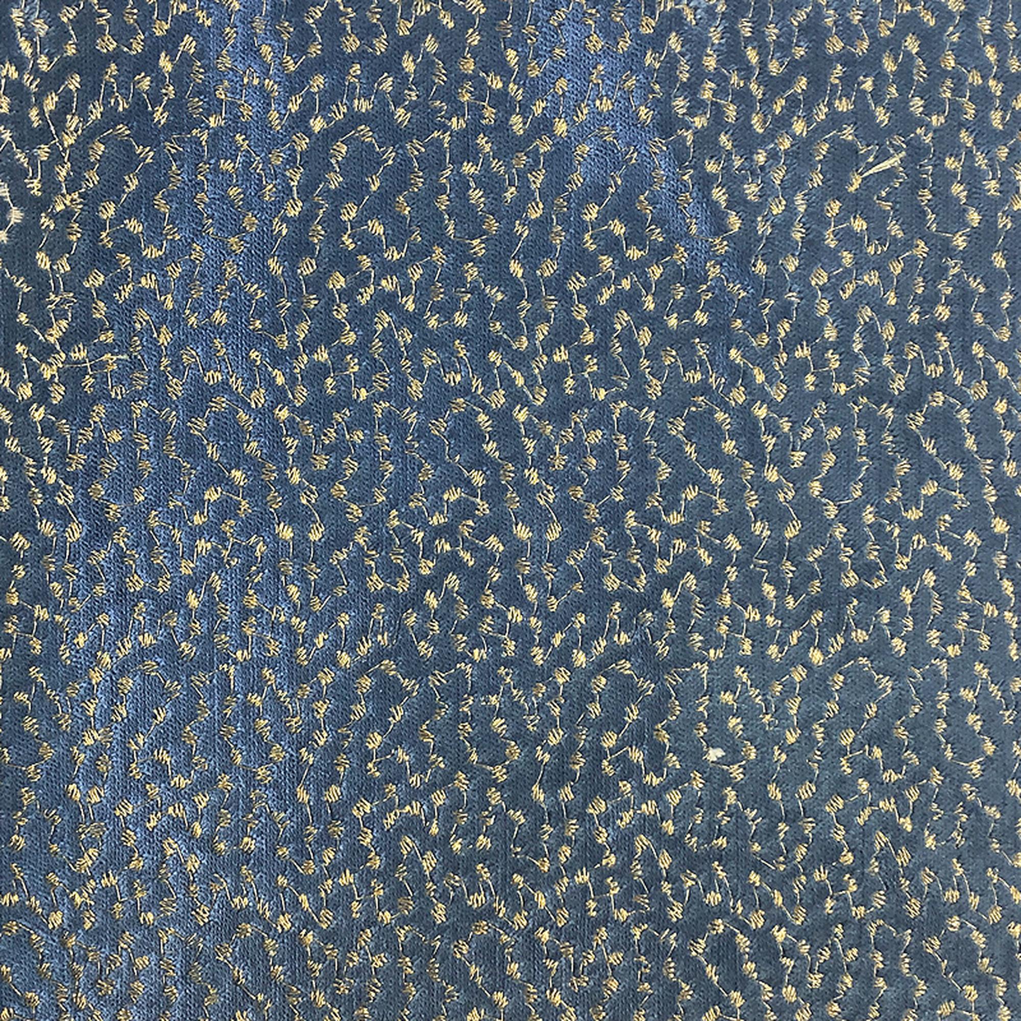 Jordana fabric in color Ocean showcasing fabric embroidered dotted velvet upholstery fabric & drapery & curtain fabric.