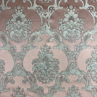 Katherine fabric in color Blush showcasing fabric textured damask faux silk drapery & curtain fabric & table linen fabric.