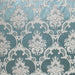 Katherine fabric in color Sky showcasing fabric textured damask faux silk drapery & curtain fabric & table linen fabric.