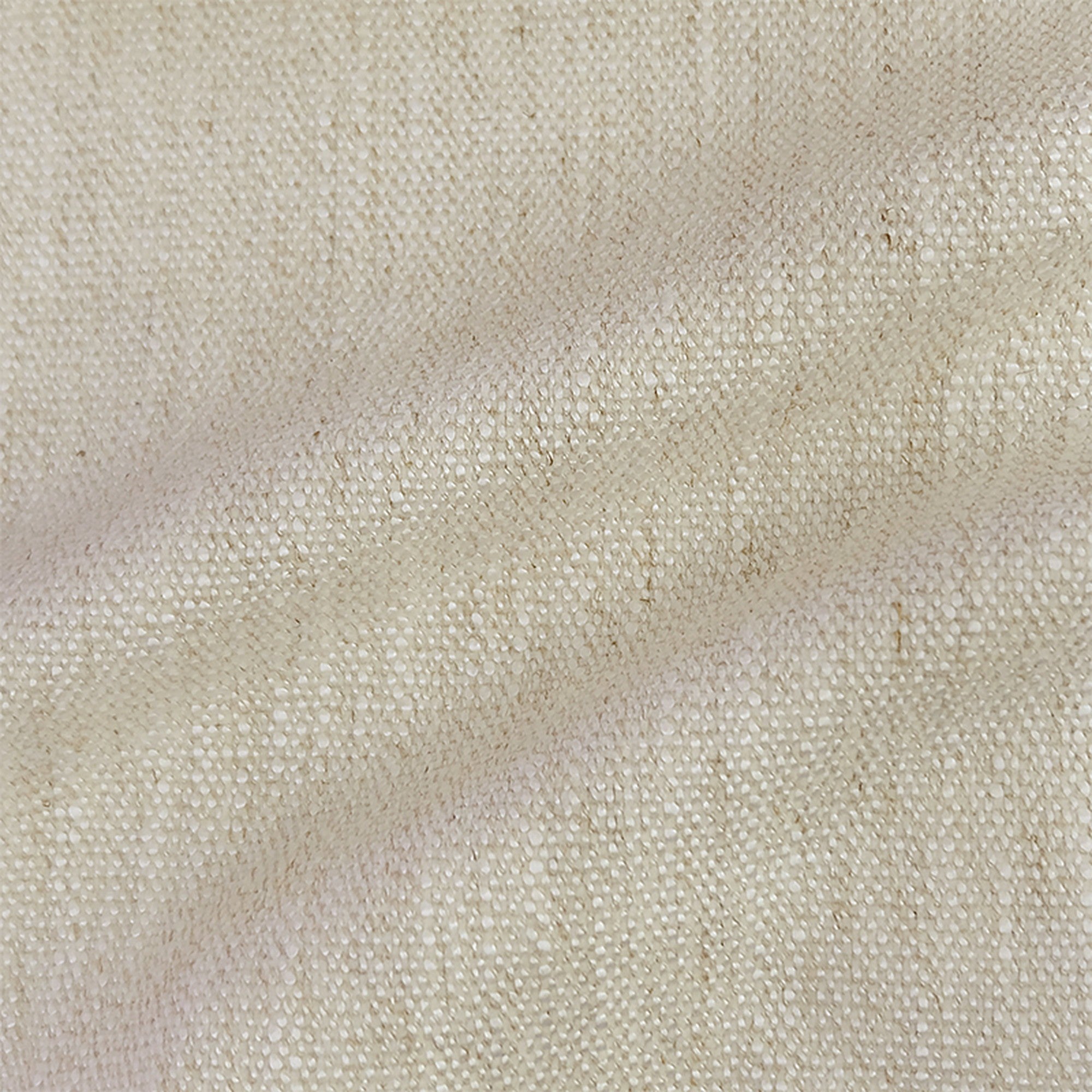 Close-up texture of a beige Keith fabric, which is a linen blend fabric suitable for upholstery and drapery.