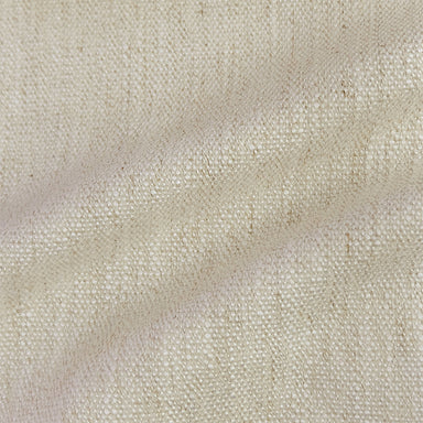 Close-up texture of a beige Keith fabric, which is a linen blend fabric suitable for upholstery and drapery.